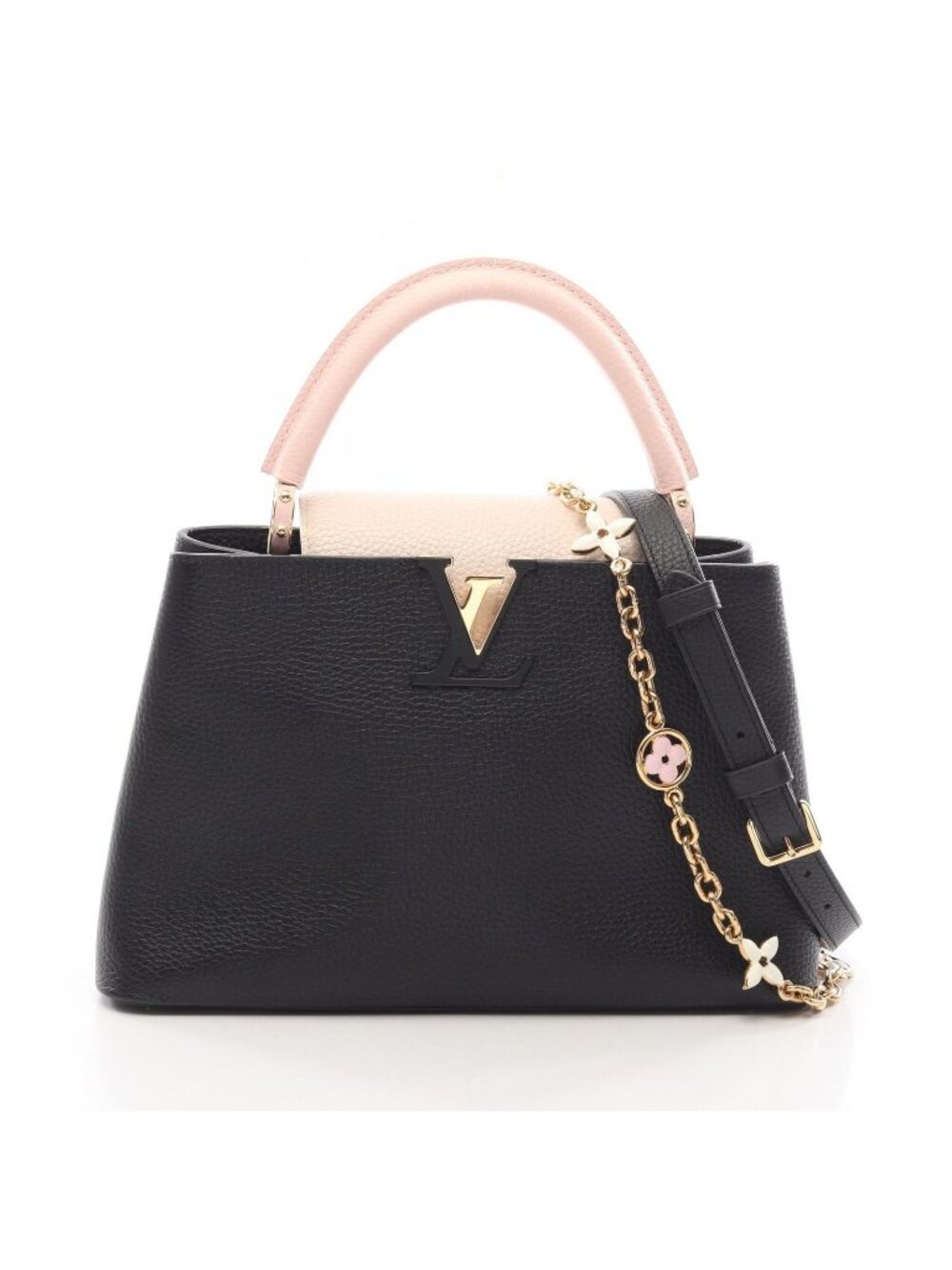 Louis Vuitton Handbag Capucines MM Noir Cream 2-Way Light Pink